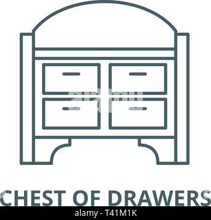 Chest of drawers line icon, vector. Chest of drawers outline sign, concept symbol, flat illustration Stock Vector