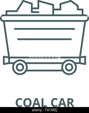 Coal car black icon, vector sign on isolated background. Coal car ...
