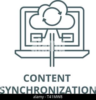 Content synchronization line icon, vector. Content synchronization outline sign, concept symbol, flat illustration Stock Vector