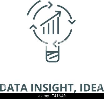 Data insight, idea line icon, vector. Data insight, idea outline sign, concept symbol, flat illustration Stock Vector