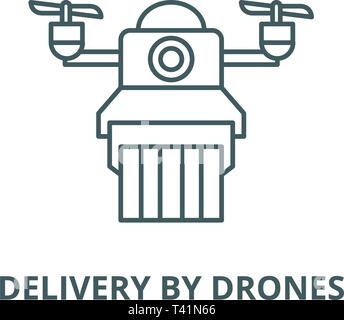 Drones - modern vector flat line design icons set Stock Vector Image ...