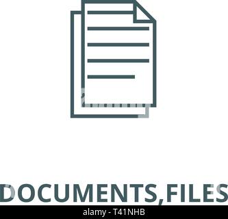 Documents,files line icon, vector. Documents,files outline sign, concept symbol, flat illustration Stock Vector