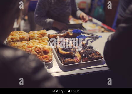 Traditional Hungarian Apricot and Poppy Pie at Town Fair Food Stall Stock Photo