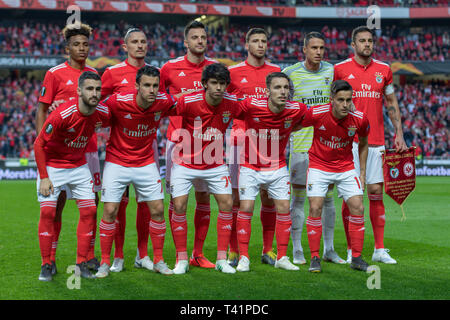 April 11, 2019. Lisbon, Portugal. Benfica starting team for the game of the UEFA Europa League, Quarter Finals, SL Benfica vs Eintracht Frankfurt © Alexandre de Sousa/Alamy Live News Stock Photo