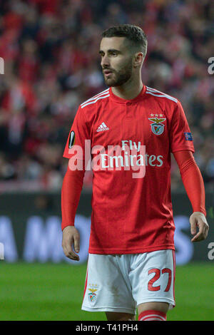 April 11, 2019. Lisbon, Portugal. Benfica's forward from Portugal Rafa Silva (27) in action during the game of the UEFA Europa League, Quarter Finals, SL Benfica vs Eintracht Frankfurt © Alexandre de Sousa/Alamy Live News Stock Photo