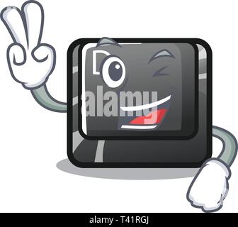 Two finger button D isolated in the cartoon Stock Vector