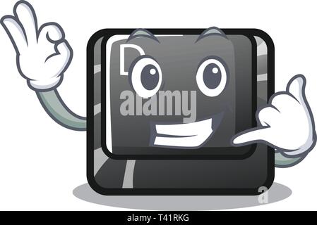 Call me button D in the cartoon shape Stock Vector