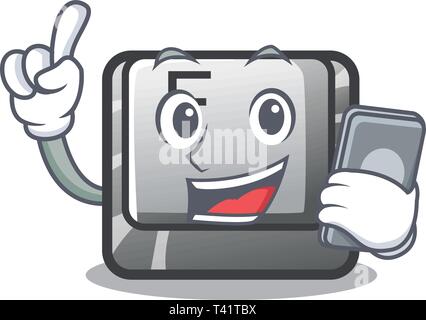 With phone F button in the character shape Stock Vector