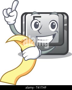 Chef with food character ctrl button attached on computer vector ...