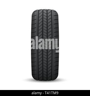 Realistic car wheel tyre isolated vector illustration Stock Vector