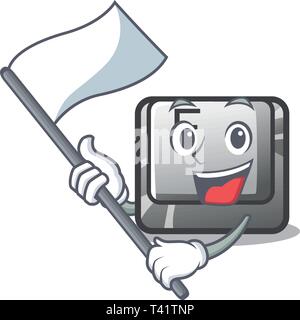 With flag button F on a keyboard cartoon Stock Vector