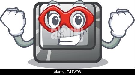 Super hero button G on a game cartoon Stock Vector