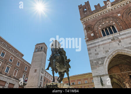 Piacenza, Italy. Monument at Alessandro Farnese, square Cavalli Stock Photo