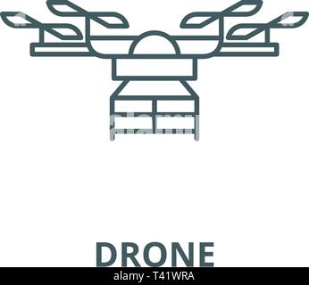Drone line icon, vector. Drone outline sign, concept symbol, flat illustration Stock Vector