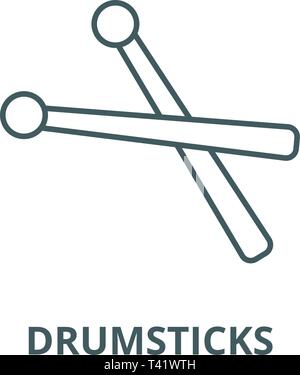 Drumsticks line icon, vector. Drumsticks outline sign, concept symbol, flat illustration Stock Vector