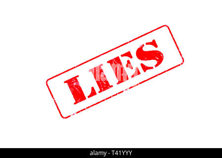 Rubber stamp concept showing a red stamp reading Lies Stock Photo