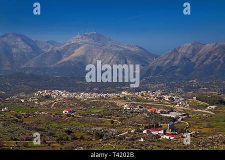 Panoramic view of Anogeia village, Psiloritis mountain, Rethimno, Crete, Greece. Stock Photo