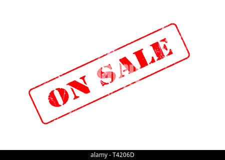 Rubber stamp concept showing a red stamp reading On Sale Stock Photo