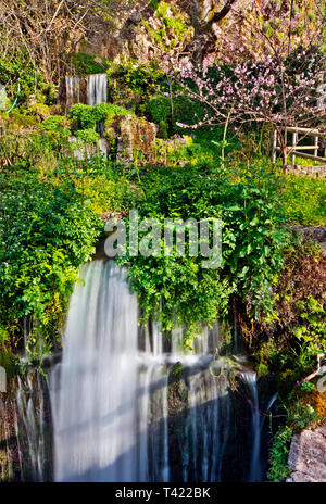 Small waterfalls at Argyroupolis springs, Rethimno, Crete, Greece. Stock Photo