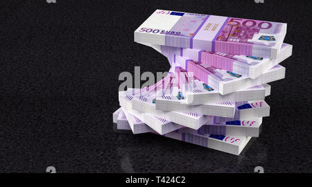 Stack of 500 Euro banknotes - 3D Rendering Stock Photo