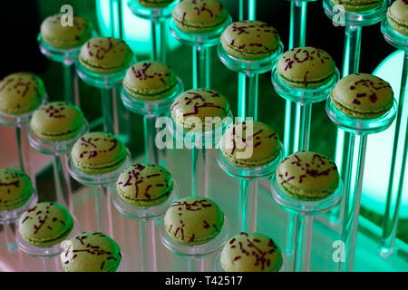 green color macarons tower
