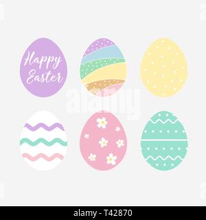 Vector illustration.collection isolated on white background. Set of easter eggs flat design. Easter eggs icons. Stock Vector