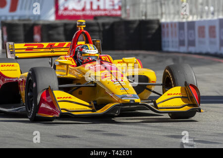 Long Beach, California, USA. 12th Apr, 2019. RYAN HUNTER-REAY (28) of the United States goes through the turns during practice for the Acura Grand Prix Of Long Beach at Streets of Long Beach in Long Beach, California. (Credit Image: © Walter G Arce Sr Asp Inc/ASP) Credit: ZUMA Press, Inc./Alamy Live News Stock Photo