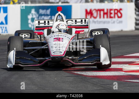 Long Beach, California, USA. 12th Apr, 2019. JOSEF NEWGARDEN (2) of the United States goes through the turns during practice for the Acura Grand Prix Of Long Beach at Streets of Long Beach in Long Beach, California. (Credit Image: © Walter G Arce Sr Asp Inc/ASP) Credit: ZUMA Press, Inc./Alamy Live News Stock Photo