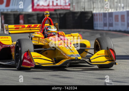 Long Beach, California, USA. 12th Apr, 2019. RYAN HUNTER-REAY (28) of the United States goes through the turns during practice for the Acura Grand Prix Of Long Beach at Streets of Long Beach in Long Beach, California. (Credit Image: © Walter G Arce Sr Asp Inc/ASP) Credit: ZUMA Press, Inc./Alamy Live News Stock Photo