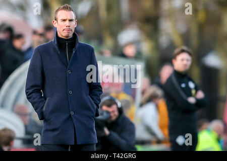 AMSTERDAM, 12-04-2019 ,Sportpark De Toekomst Eredivisie (Women),   FC Twente trainer / coach Tommy Stroot  during the match Ajax - Twente (women) KNVB semifinal Stock Photo