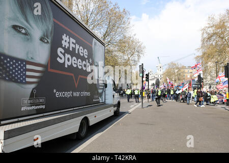 London, UK. 13th April, 2019. Yellow Vest, UK. 13th Apr, 2019. meets at Trafalgar Square for a day of action in and around the streets of Westminster. Credit: Penelope Barritt/Alamy Live News Stock Photo