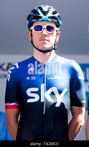 Eibar, Spain.13th April, 2019. British cyclist Geraint Thomas (Team Sky) during 6th stage of cycling race 'Tour of Basque Country' between Eibar and Eibar on April 13, 2019 in Eibar, Spain. © David Gato/Alamy Live News