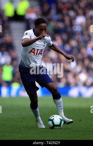 London, UK. 13th April 2019. Kyle Walker-Peters of Tottenham Hotspur in action. Premier league match,Tottenham Hotspur v Huddersfield Town at The Tottenham Hotspur Stadium in London on Saturday 13th April 2019.  this image may only be used for Editorial purposes. Editorial use only, license required for commercial use. No use in betting, games or a single club/league/player publications . pic by Steffan Bowen/Andrew Orchard sports photography/Alamy Live news