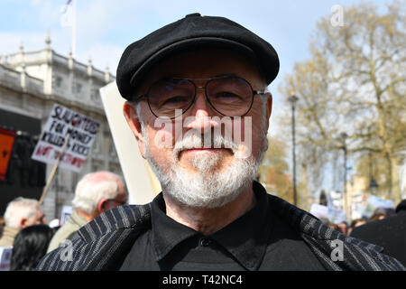 London, UK. 13th April 2019. Peter Egan is an actor rally at the 5th Global March for Elephants and Rhinos march against extinction and trophy hunting murdering and killing animals for blood spots and ivory trade outside downing street on 13 April 2019, London, UK. Credit: Picture Capital/Alamy Live News Stock Photo