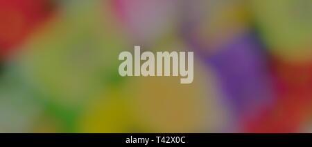 A colorful abstract banner of artificial flowers with blurred pastel colors. Stock Photo
