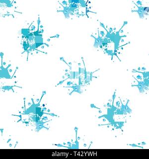 Seamless pattern of water drops of different shapes, isolated on white background. Stock Vector