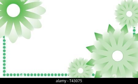 Horizontal soft eco background with gentle green flowers Stock Vector