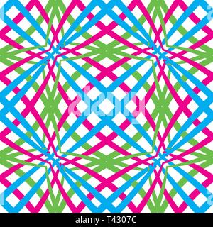 Abstract seamless pattern with green, blue and pink lines Stock Vector