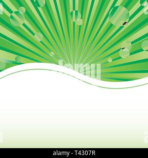 Green abstract card template with sun baubles and blank place for text Stock Vector
