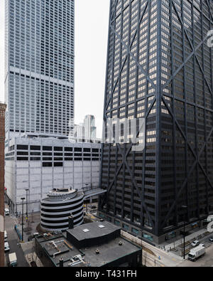 Aerial view in Streeterville neighborhood including the John Hancock Tower Stock Photo