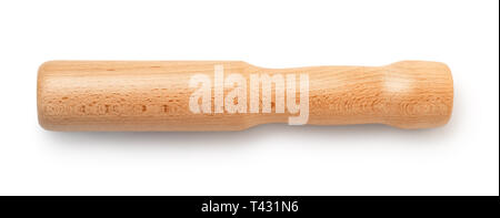 Top view of wooden masher isolated on white Stock Photo