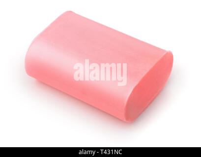 Unused pink soap bar isolated on white Stock Photo