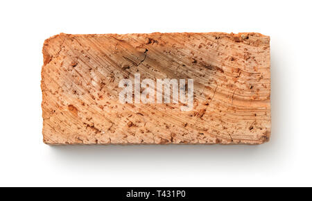 Top view of rough red clay brick isolated on white Stock Photo