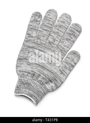 Top view of gray knitted glove isolated on white Stock Photo