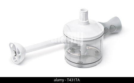 Electric hand blender and chopper cup isolated on white Stock Photo