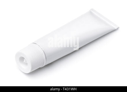 Blank metal cosmetic tube isolated on white Stock Photo