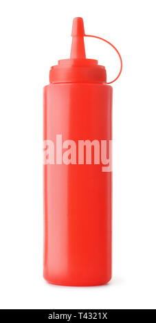Plastic bottle of tomato sauce isolated on white Stock Photo