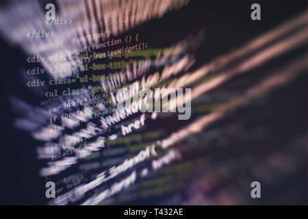 Programming source code HTML for Website development. Server logs analysis. Stock Photo