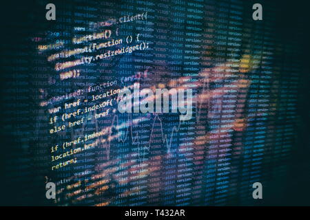 Programming source code HTML for Website development. Server logs analysis. Stock Photo