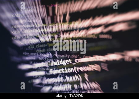 Programming source code HTML for Website development. Server logs analysis. Stock Photo
